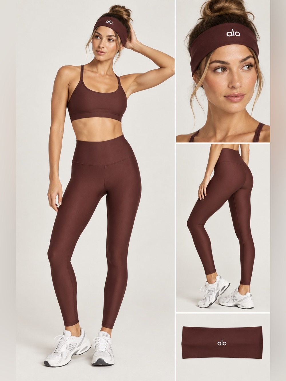 ALO Yoga High-Rise Legging and Headband Set - Cherry Cola